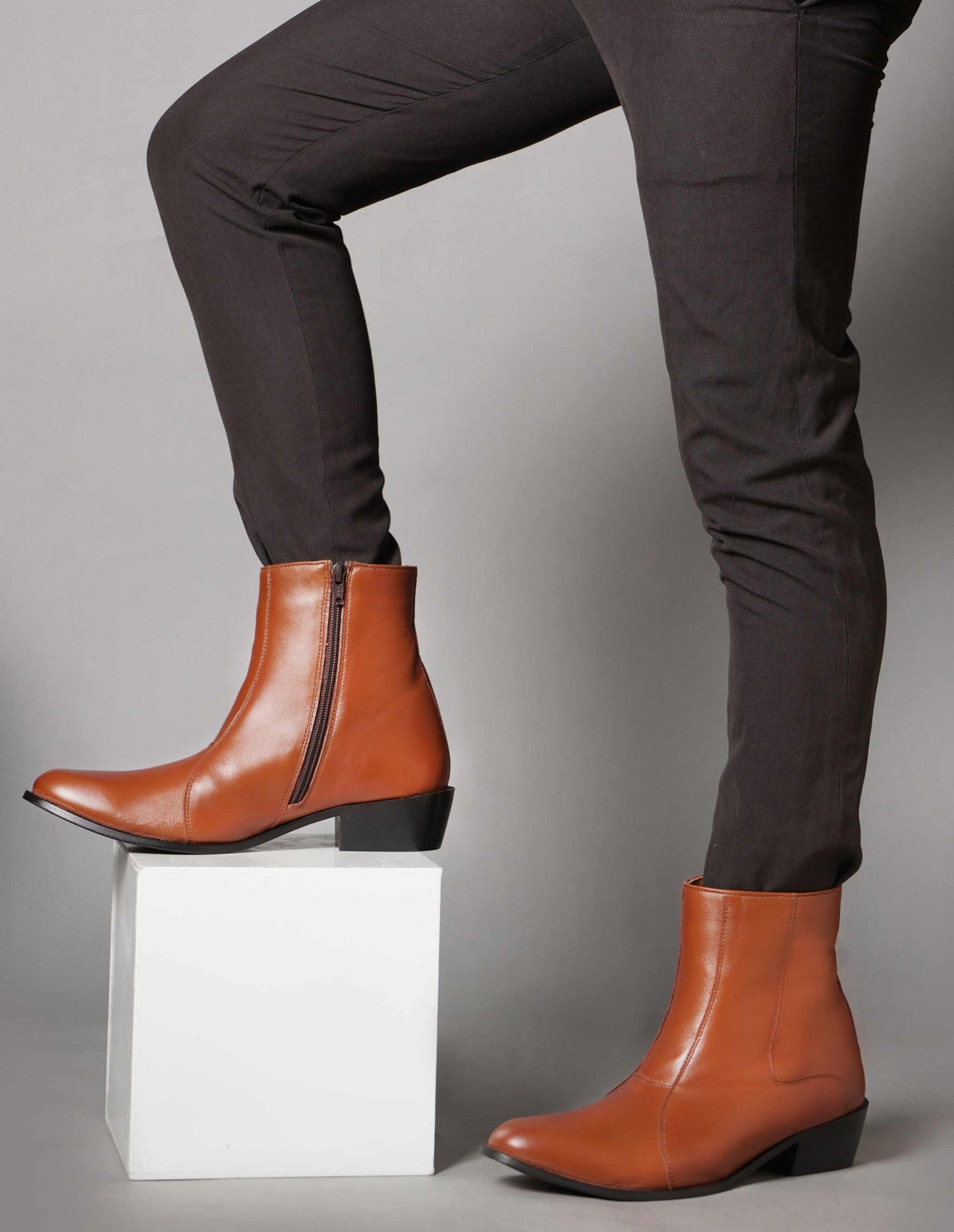 Jazzy Jackman Leather Ankle Length Boots for Men - MENLL