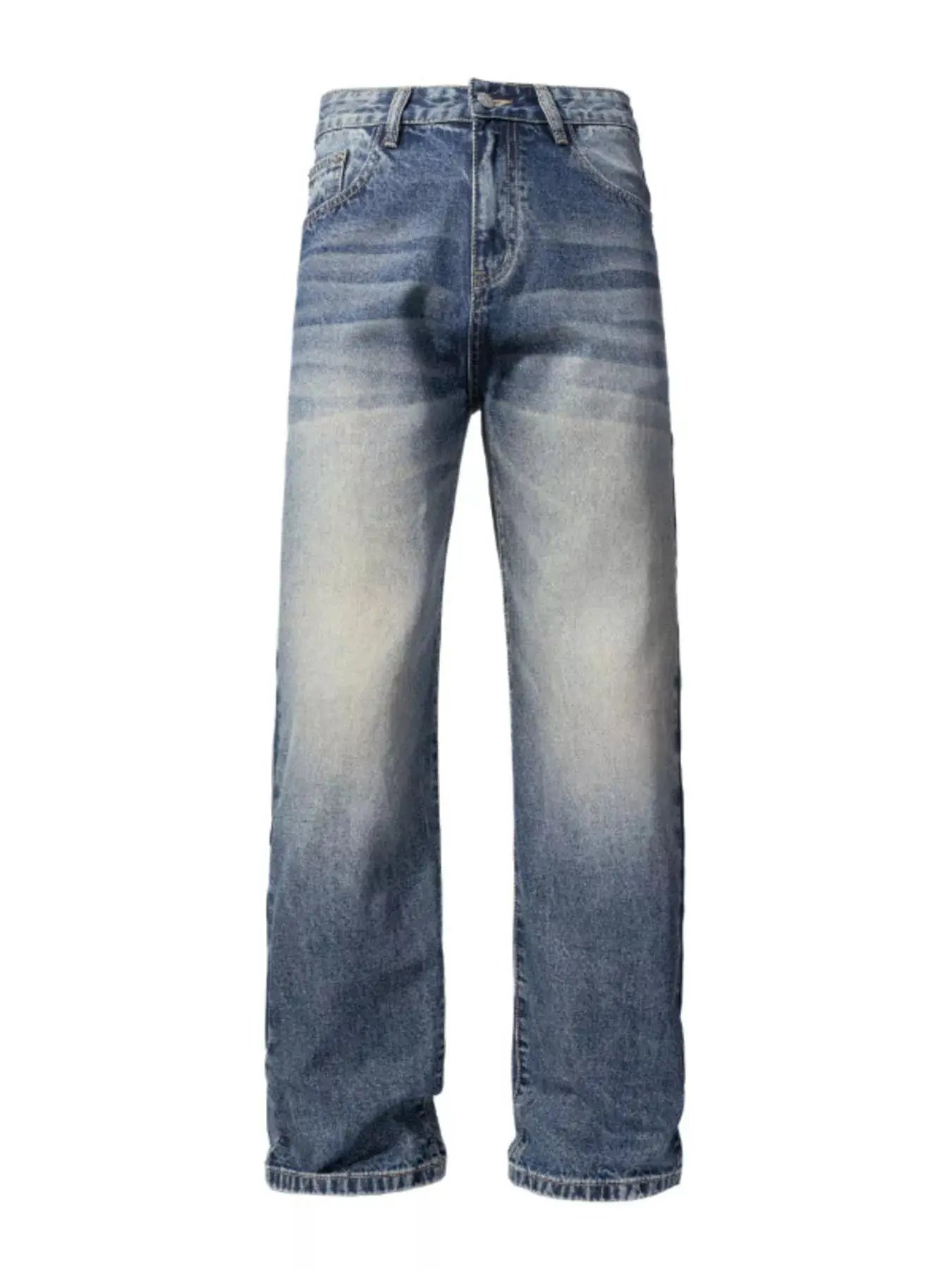 Trendsi Men's Vintage Wash Jeans Casual Wide Leg Denim Relaxed Fit Comfort by Trendsi