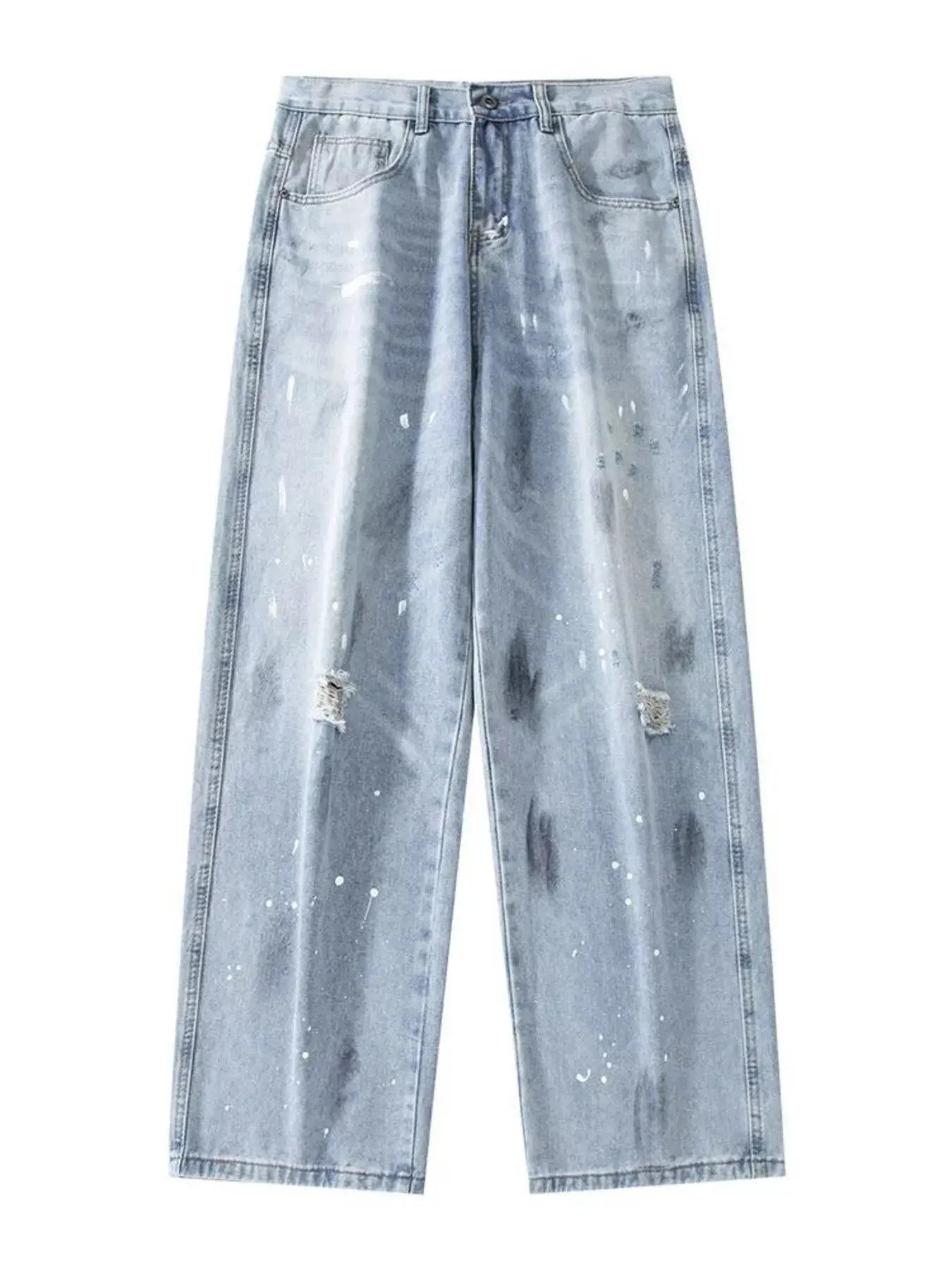 Trendsi Distressed Plus Size Men's Wide Leg Jeans - Comfortable Denim by Trendsi