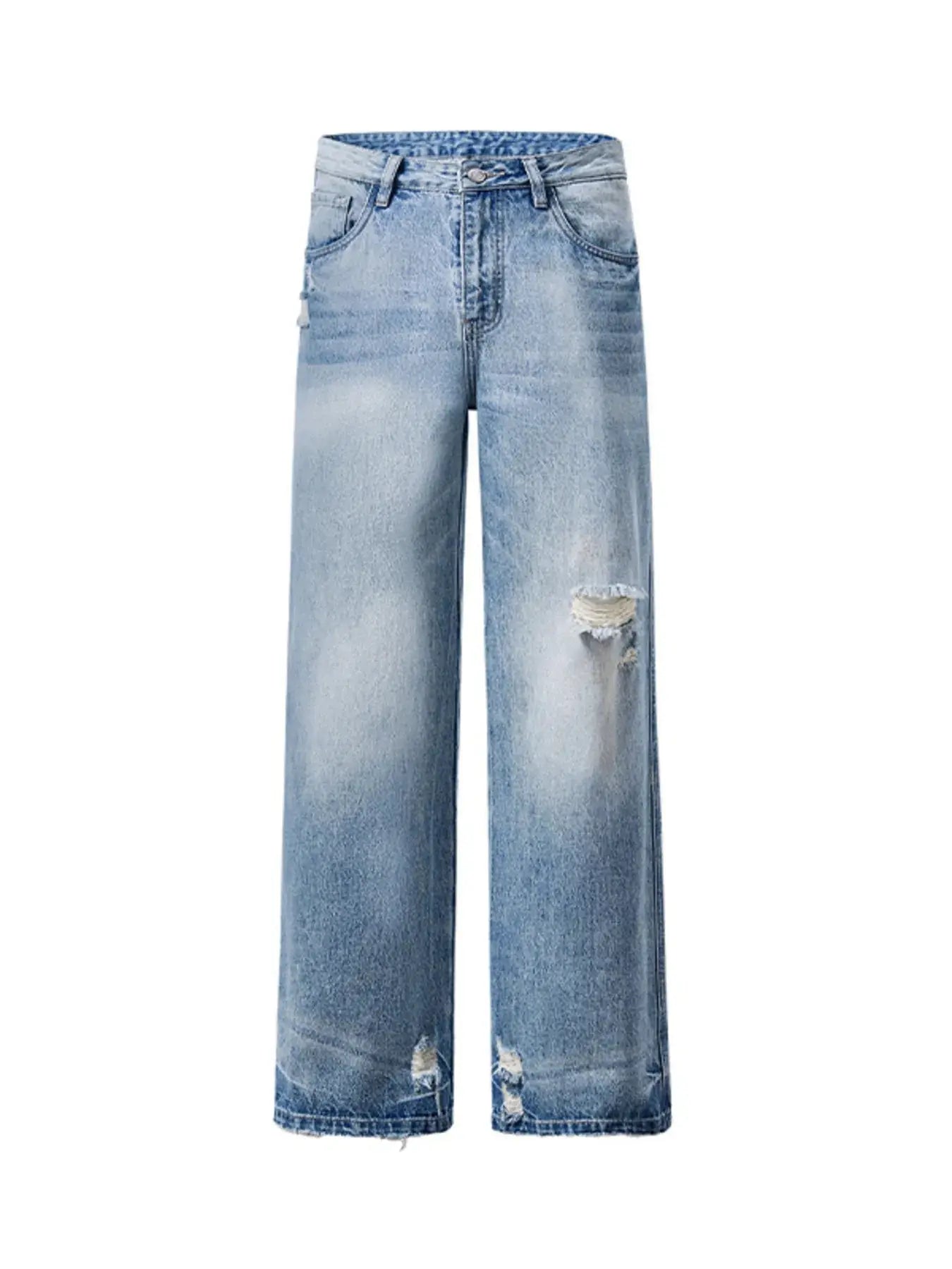 Trendsi Distressed Jeans Men's Wide Leg Casual Denim Bottoms - Street Style by Trendsi