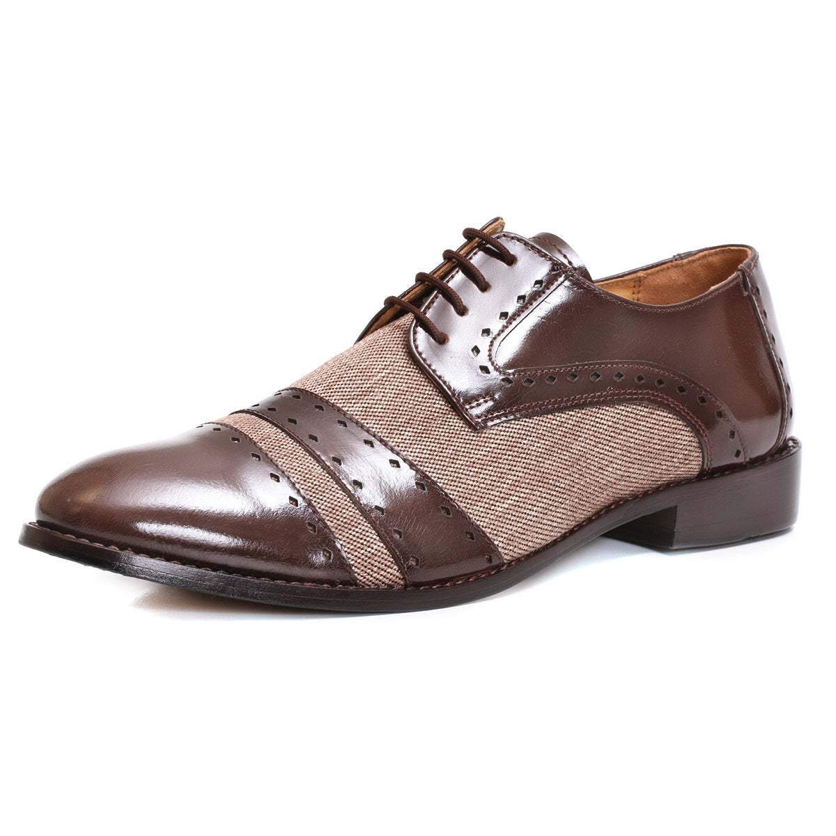 Yuma Leather Textile Derby Style Dress Shoes - MENLL