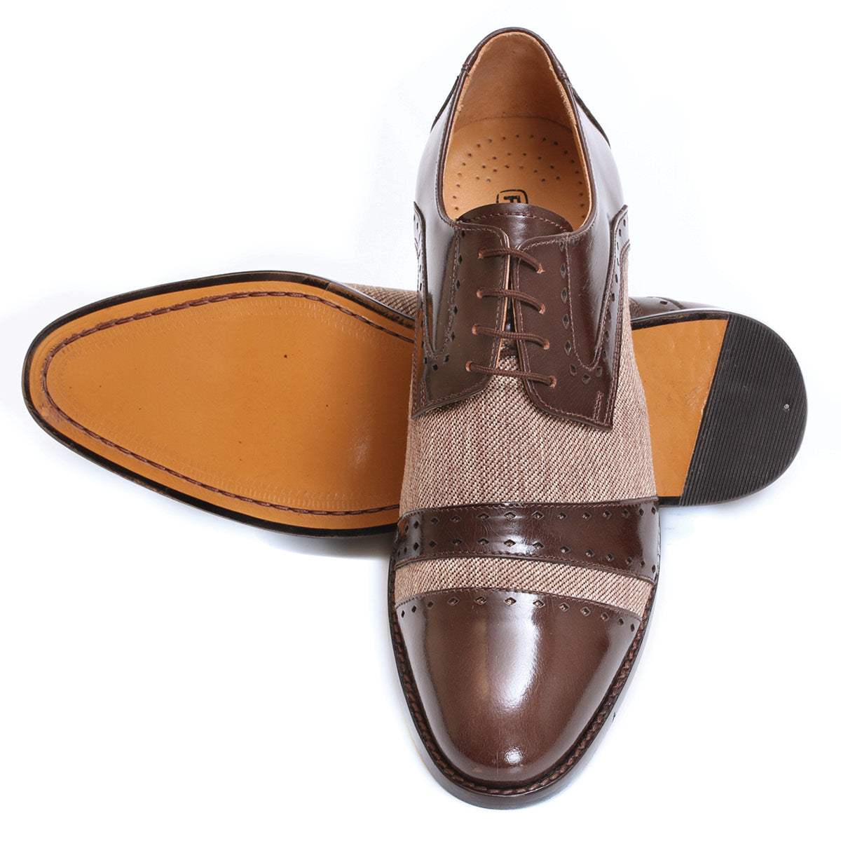 Yuma Leather Textile Derby Style Dress Shoes - MENLL