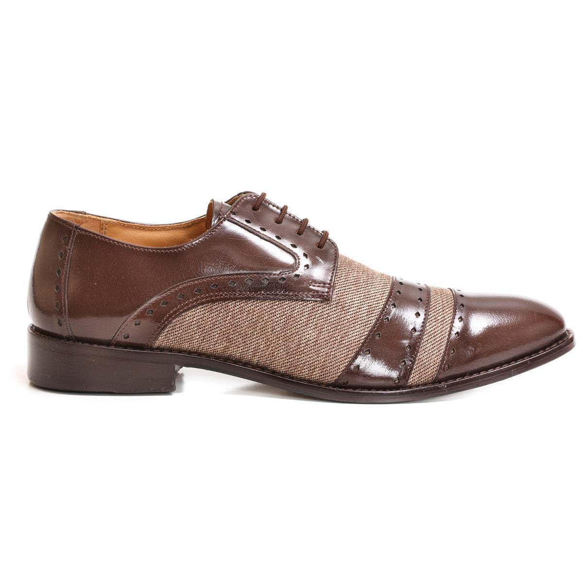 Yuma Leather Textile Derby Style Dress Shoes - MENLL