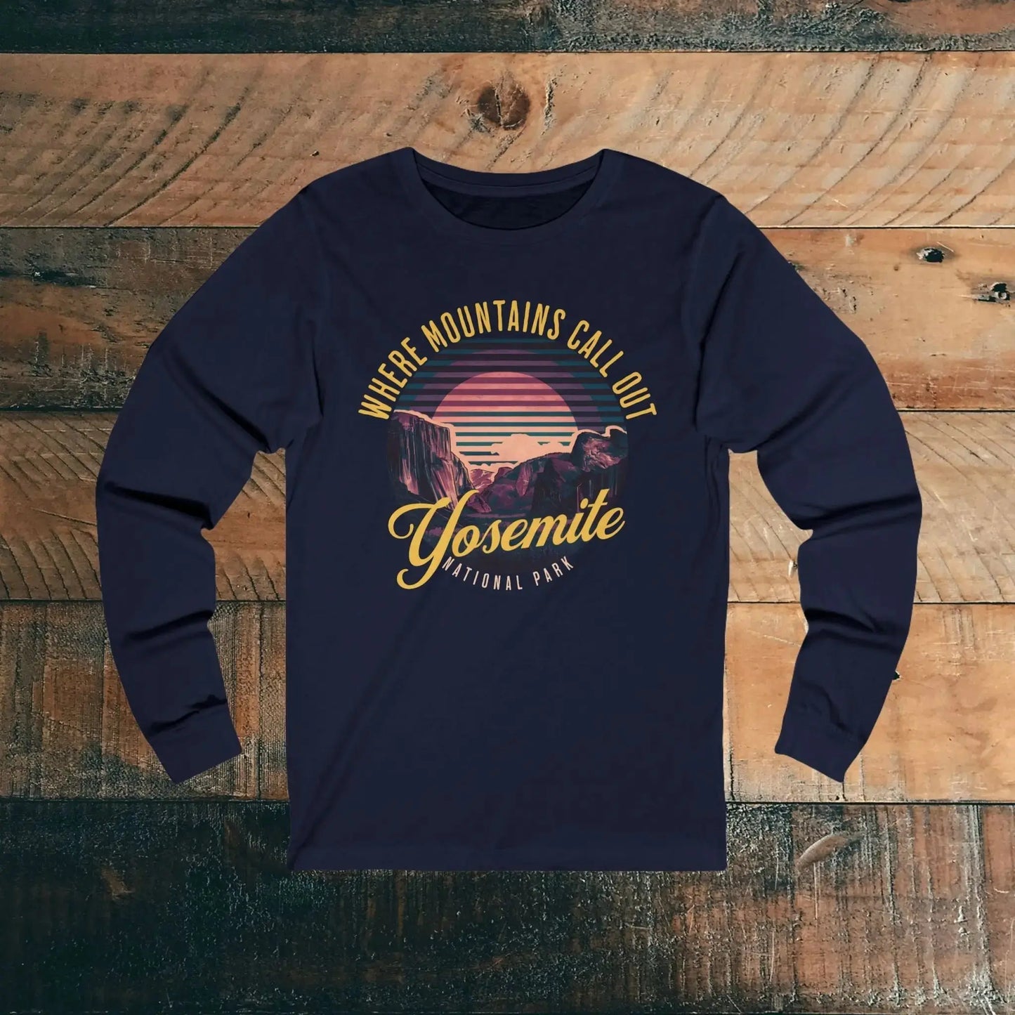Yosemite National Park Unisex Fit Long Sleeve T-shirt Valley Retro Park Service Apparel