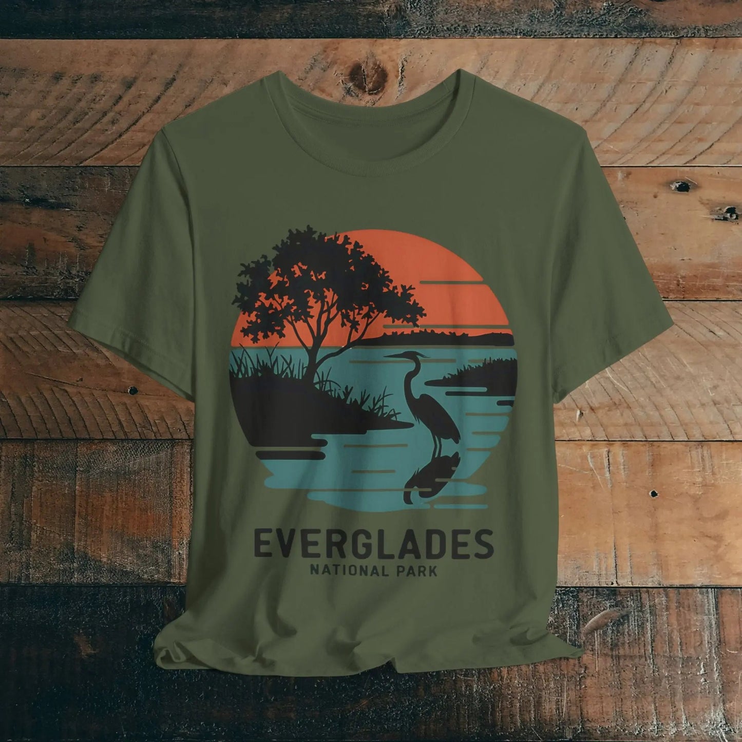 Everglades National Park Unisex Fit T-Shirt Logo Retro Sunset
