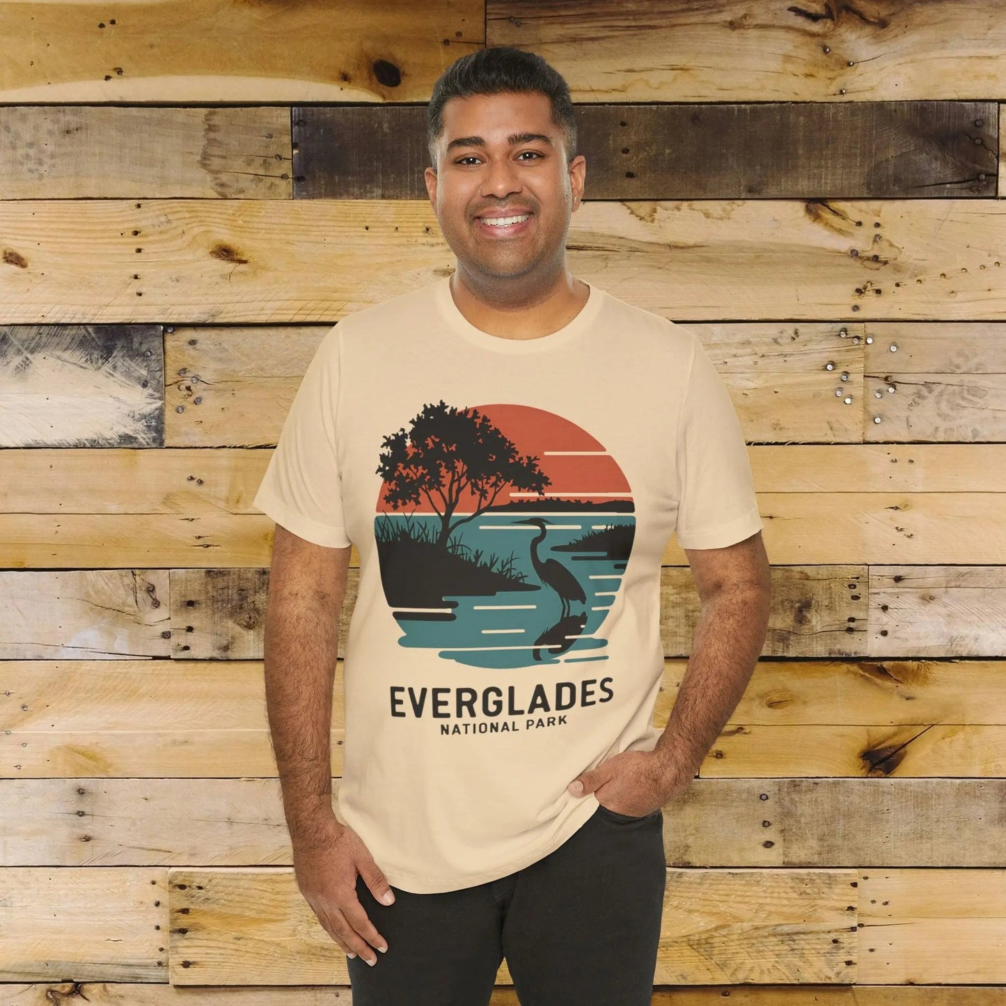 Everglades National Park Unisex Fit T-Shirt Logo Retro Sunset