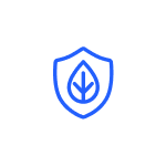 Worry-Free Purchase icon with a leaf inside a shield, signifying protection and eco-friendliness.