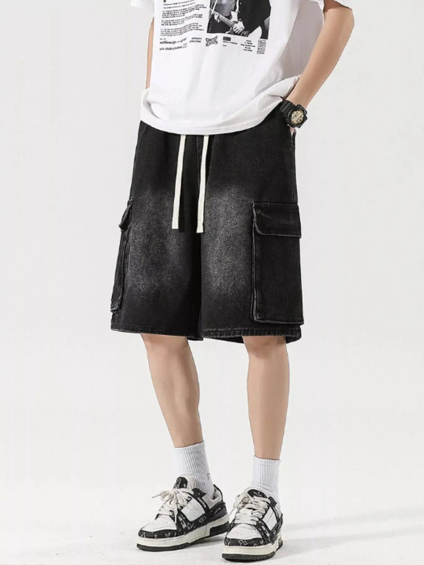 Trendsi Cargo Denim Shorts Men's Plus Size Casual Summer Comfortable by Trendsi