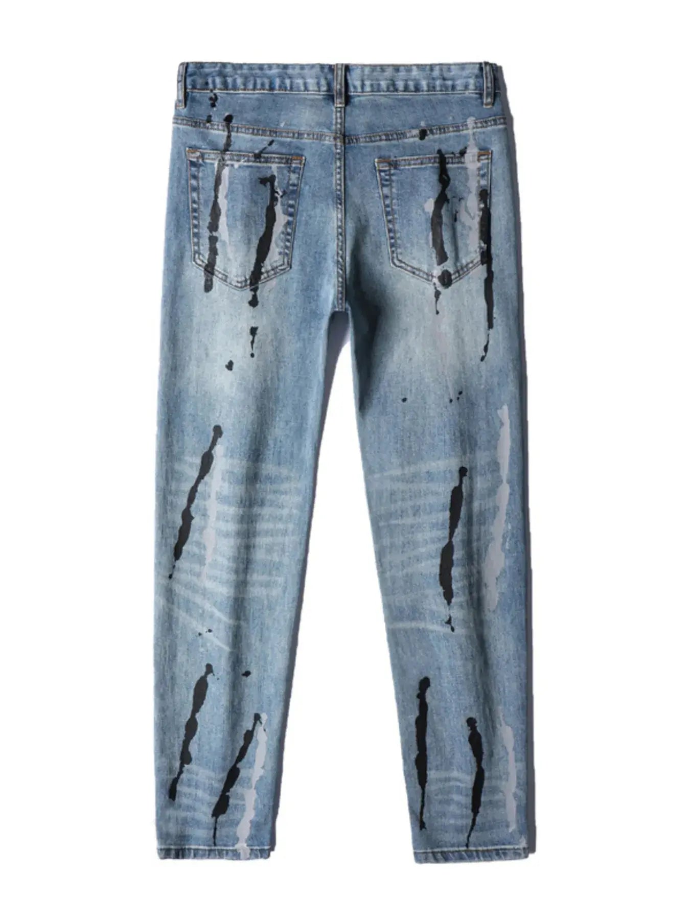 Trendsi Splatter-Paint Jeans Men's Slim Fit Denim Stretch Jeans by Trendsi