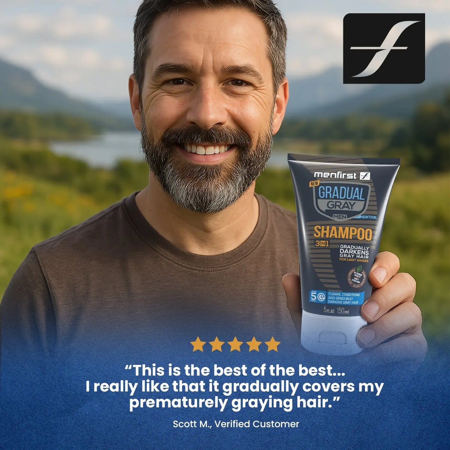 Menfirst Gradual Gray - Good Bye Gray Hair- 3-in-1 Shampoo & Darkening Pomade - Light Brown to Blonde Hair - 2 Pack Bundle Menfirst