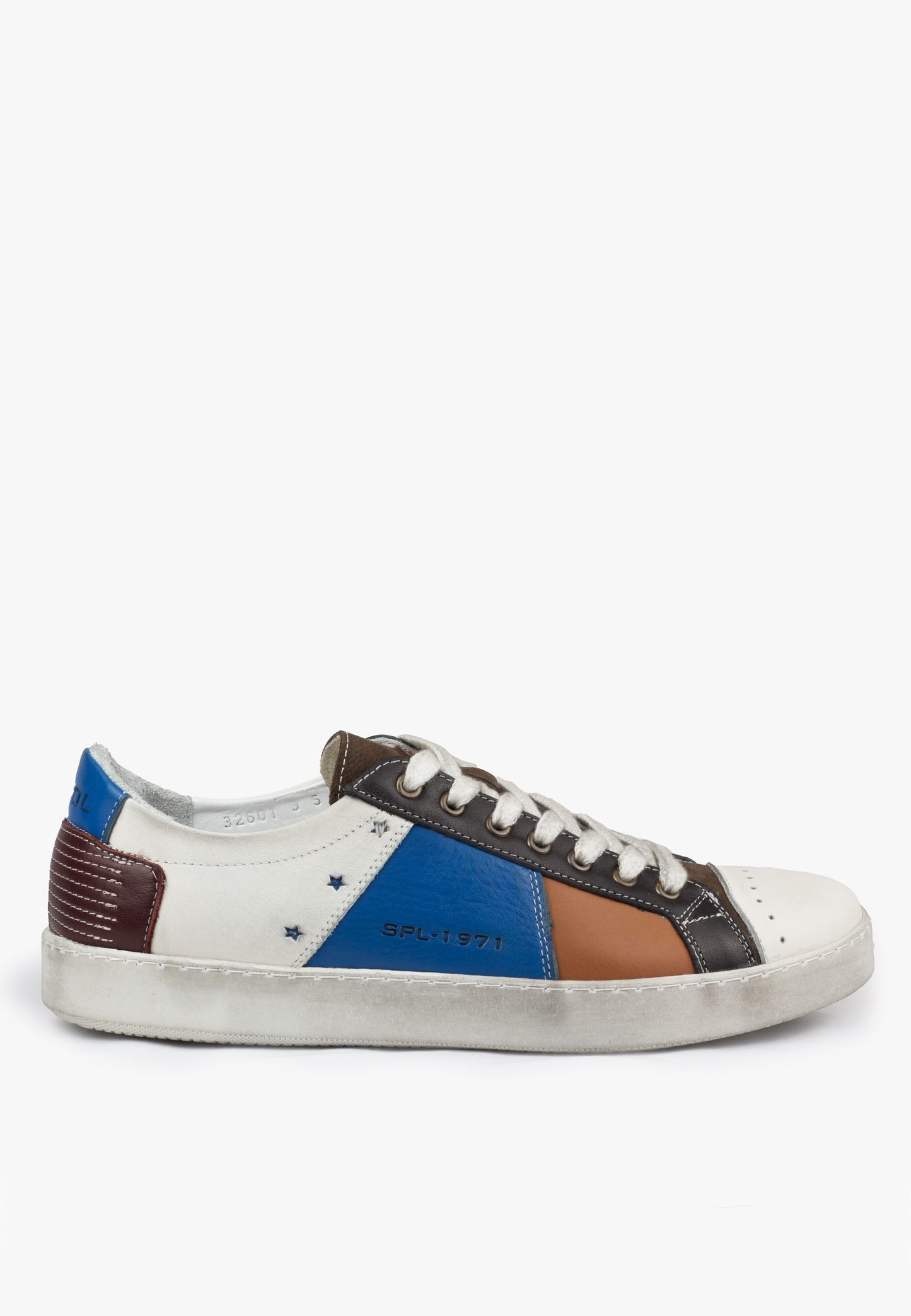 Waco Distressed Sneaker White Blue by SEPOL Shoes