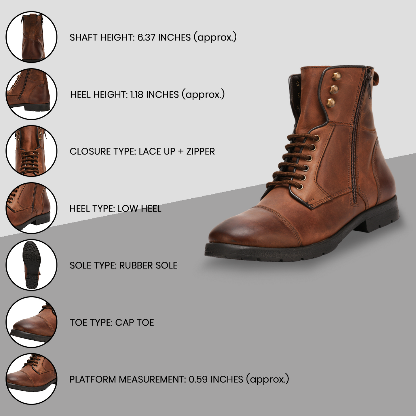 Hopper Men's Leather Ankle Length Boots - MENLL