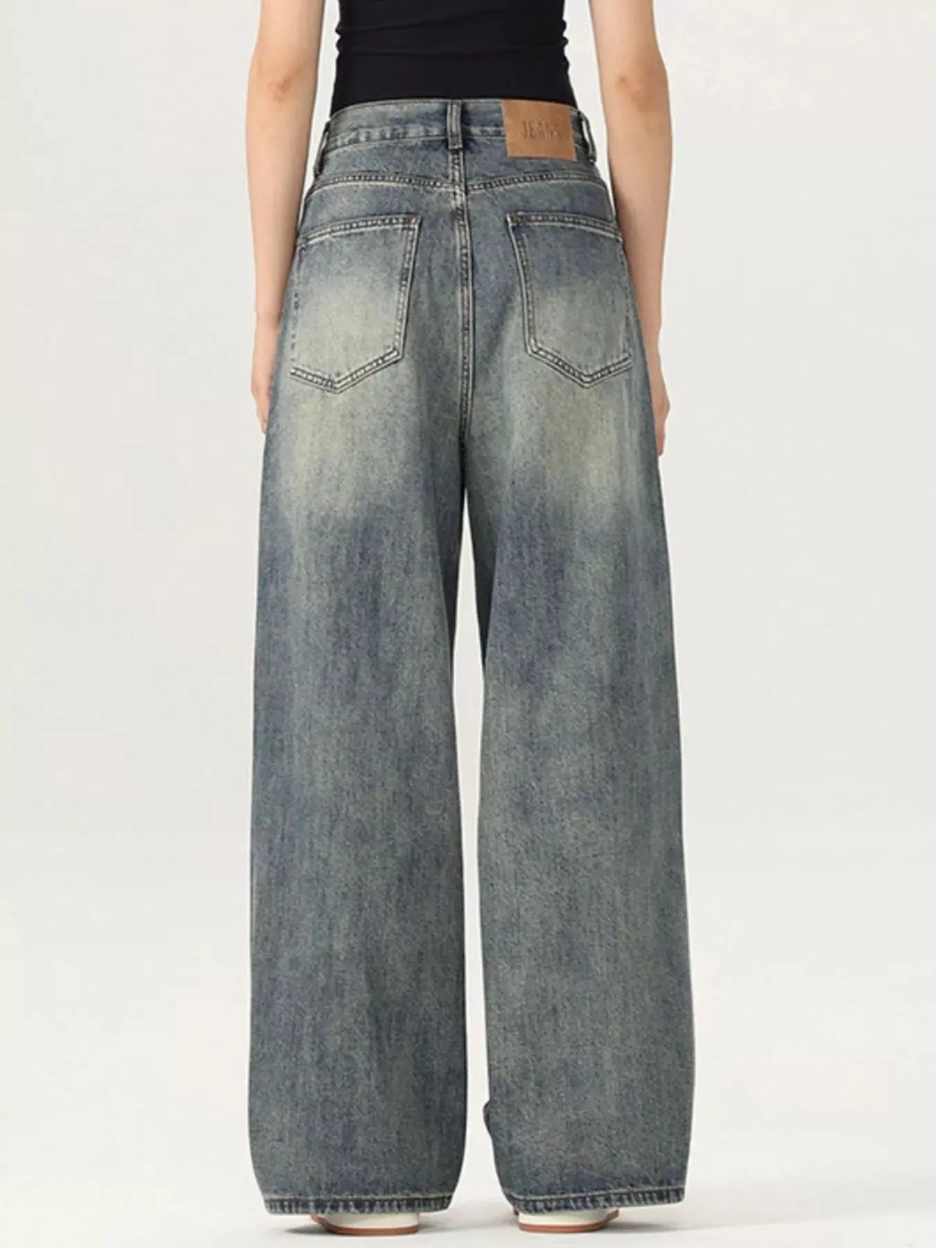 Trendsi Vintage Wash Jeans Men's Casual Wide Leg Denim - Comfy Fit by Trendsi