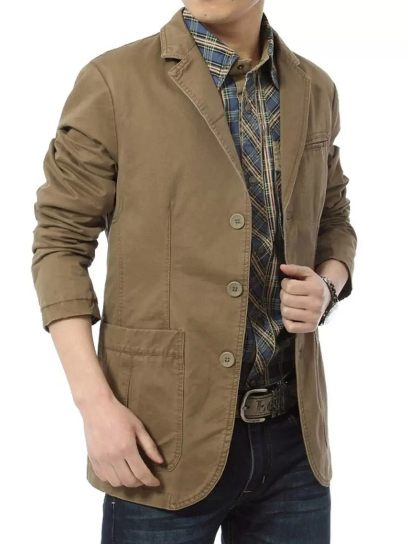 Trendsi Men's Plus Size Blazer Casual Everyday Button Up Jacket Stylish Fit by Trendsi