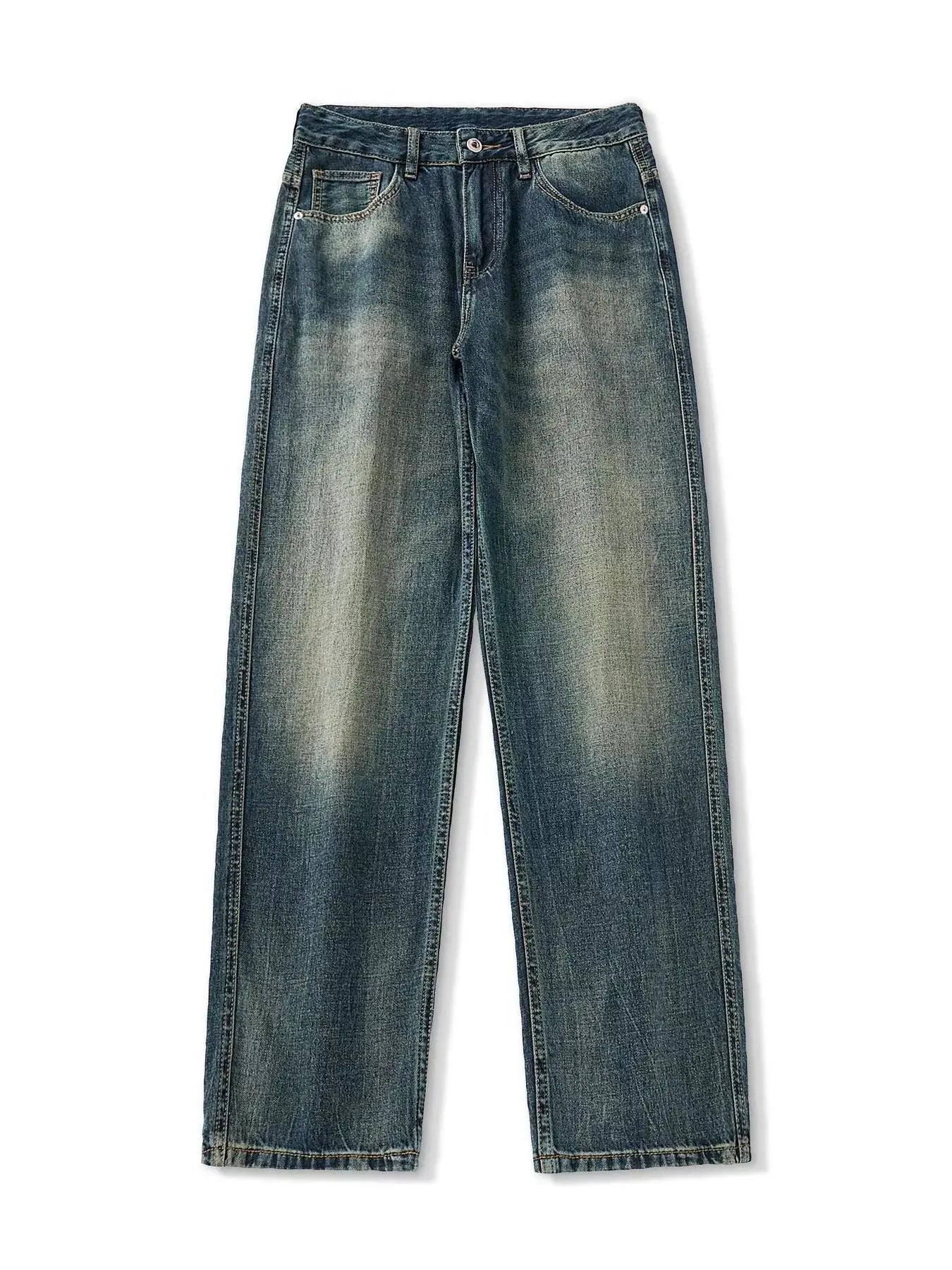 Trendsi Vintage Wash Jeans Men's Casual Denim Loose Fit Faded Black by Trendsi