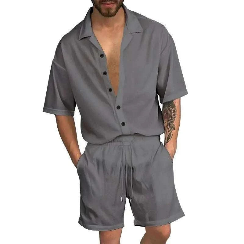 Cardigan casual beach shorts set - MENLL