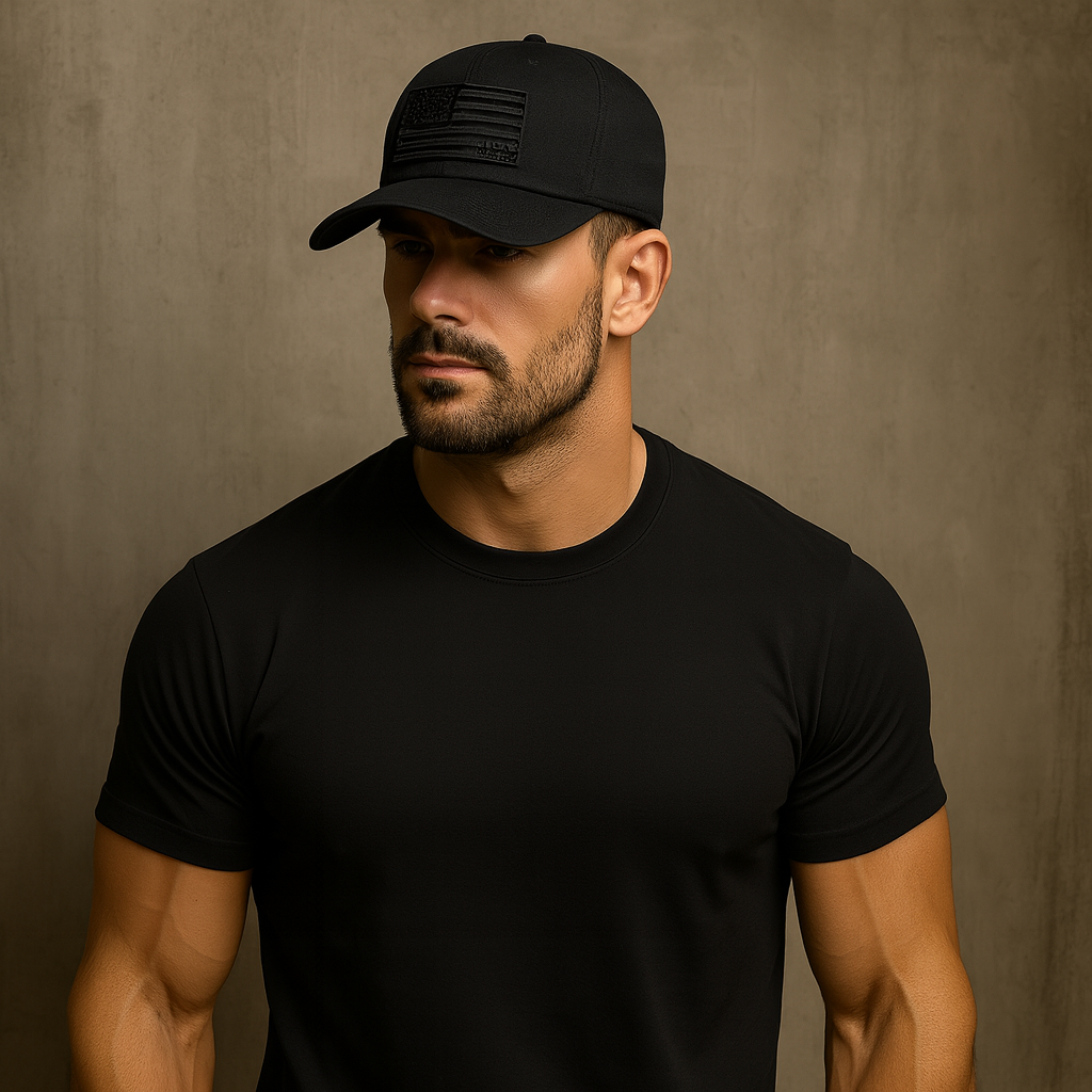 D.O.G.E SWAG Apparel & Accessories > Clothing Accessories > Hats - FLEX-FIT - AMERICAN Flag Blackout Hat - Premium Quality