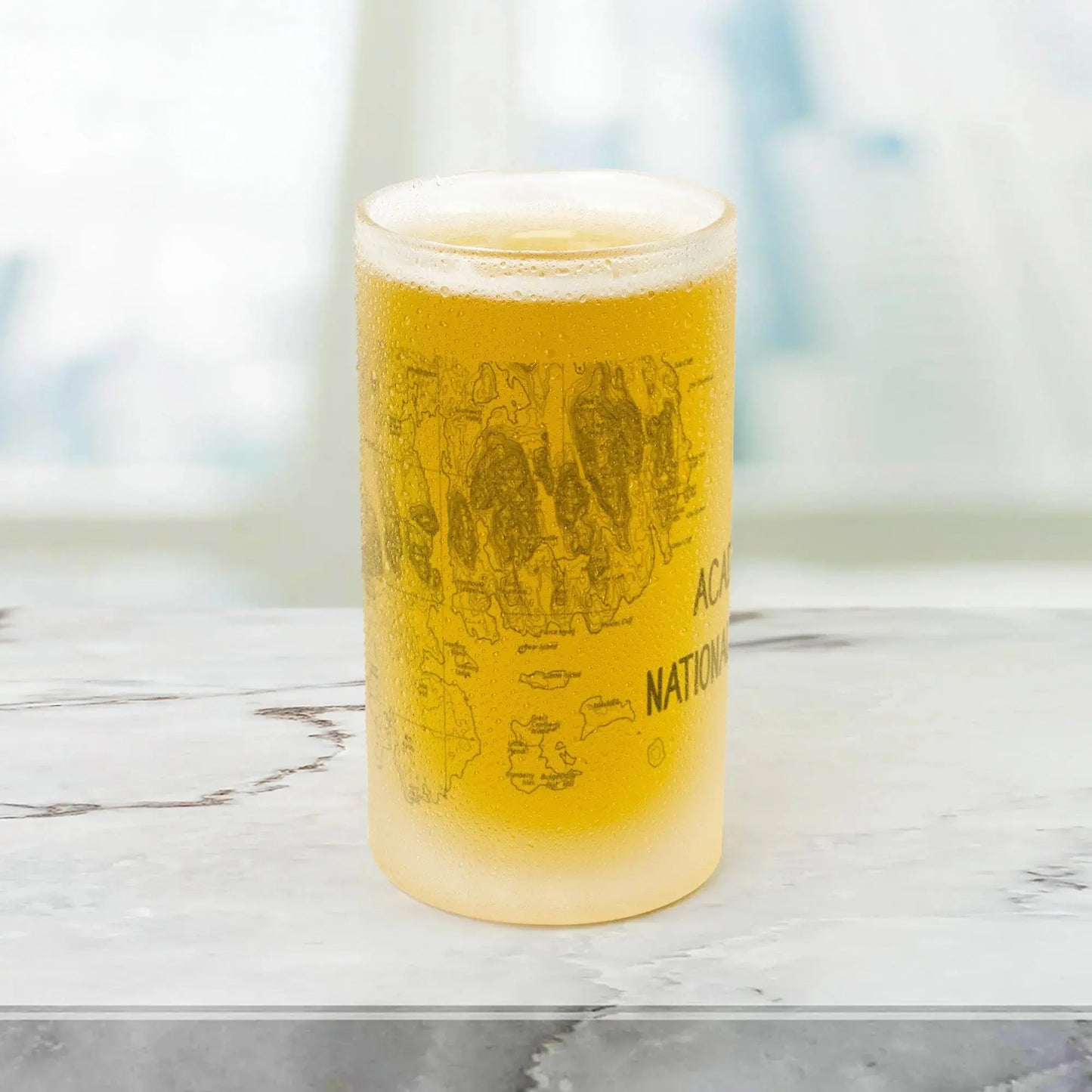 Park Service Apparel Frosted Acadia Map Gift Unisex Pint Glass - Detailed & Souvenir by Park Service Apparel