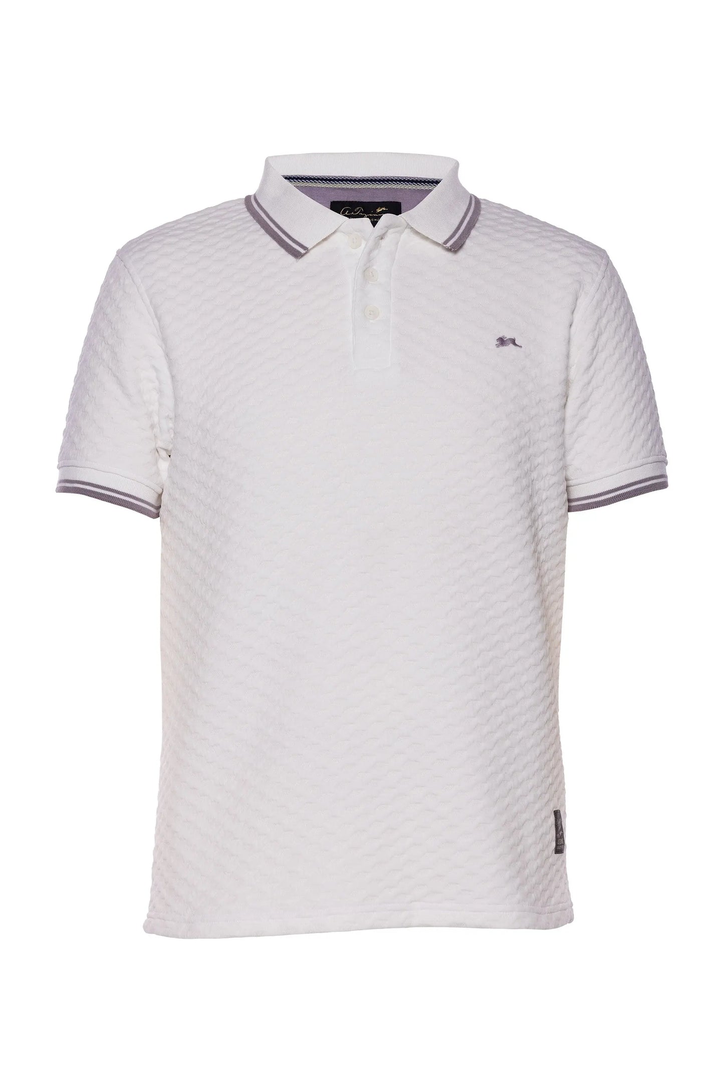 Men's Polo Shirt - Jacquard Knit - Baylor White A.Tiziano