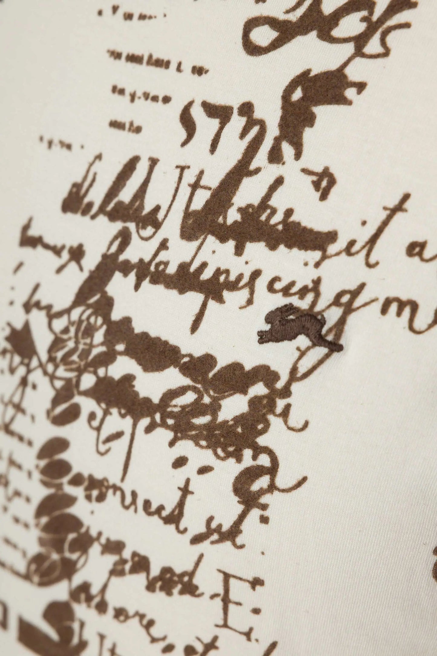 A.Tiziano Ben Graphic Print Tee Cream Brown Soft Cotton by A.Tiziano