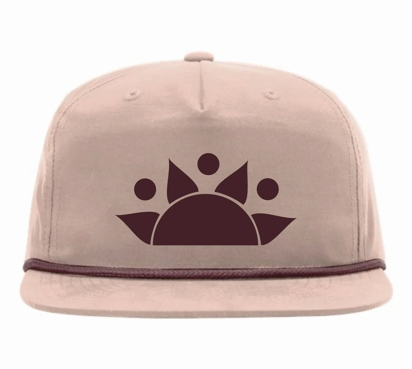 MENLL Sun Logo Cap Unisex Braid Pale Peach Maroon Flat Bill Hat by MENLL