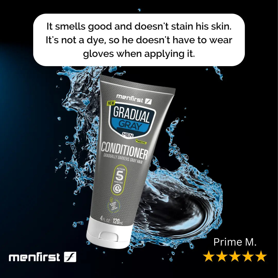 Menfirst Gradual Gray - Good Bye Gray Hair - 3-in-1 Shampoo and Conditioner - 2 Pack Bundle - MENLL