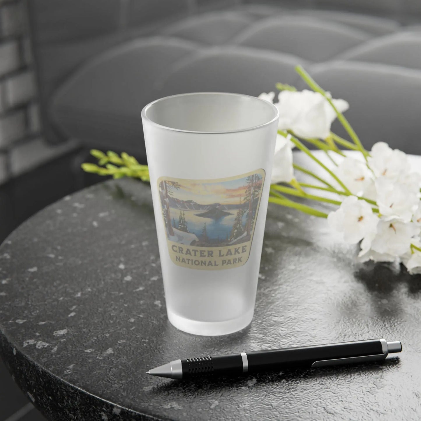 Park Service Apparel Crater Lake Pint Glass Souvenir Drinkware Frosted Scenic Design by Park Service Apparel
