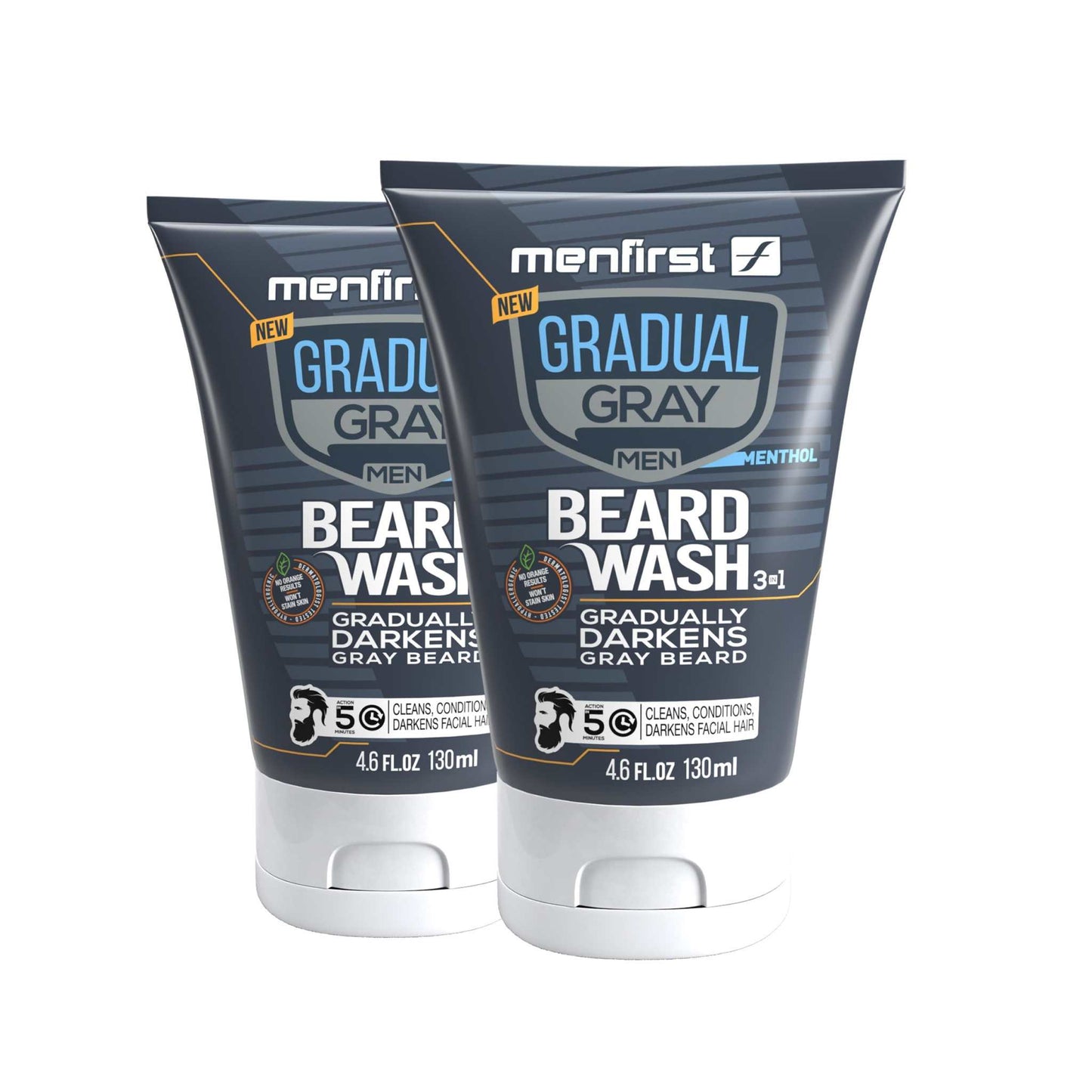 Menfirst Gradual Gray - Beard Wash - Natural Darkening Formula - 1 Pack - 4.6 oz Each - MENLL