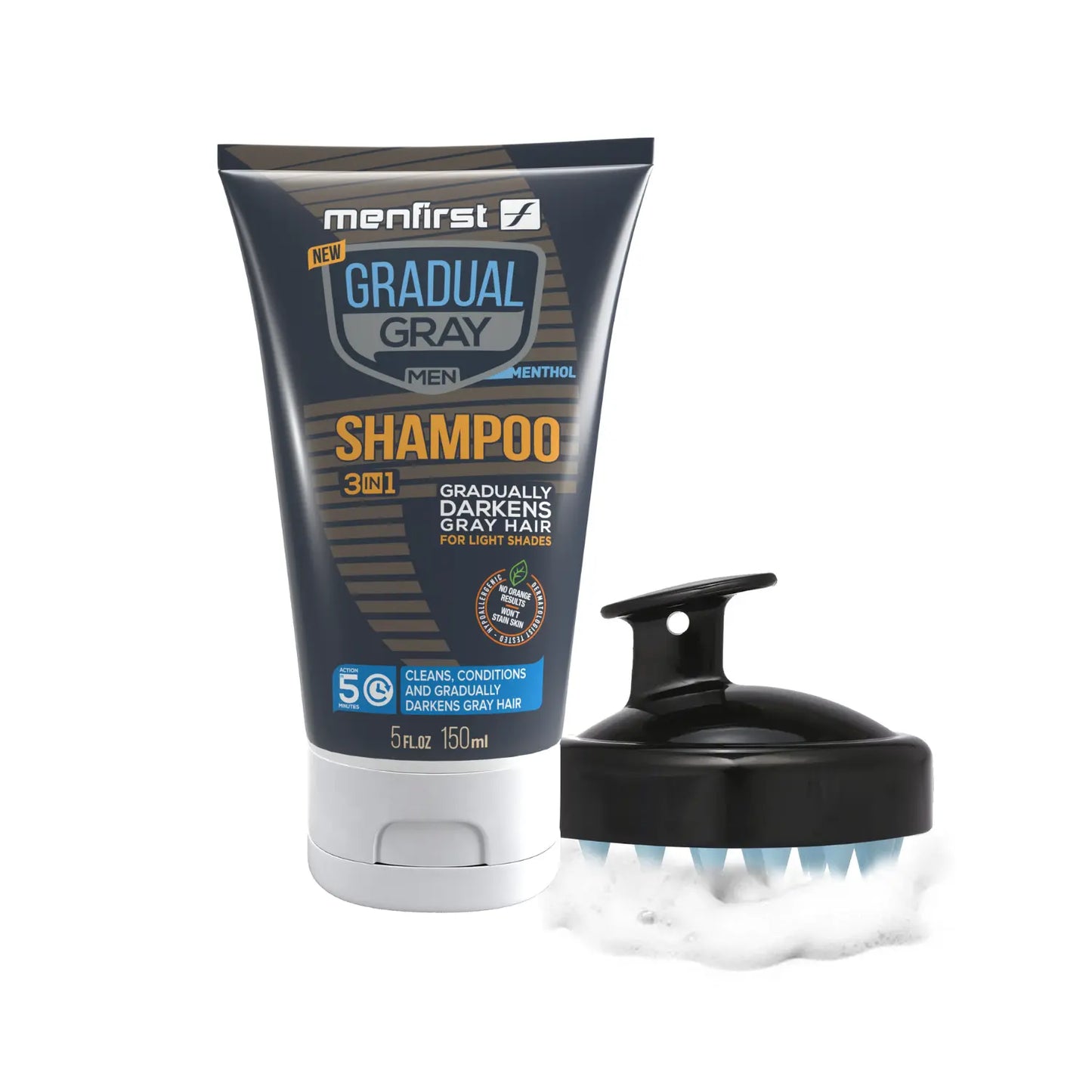 Gradual Gray Shampoo - 3-in-1 Color & Scalp Massager - 2-Pack Menfirst