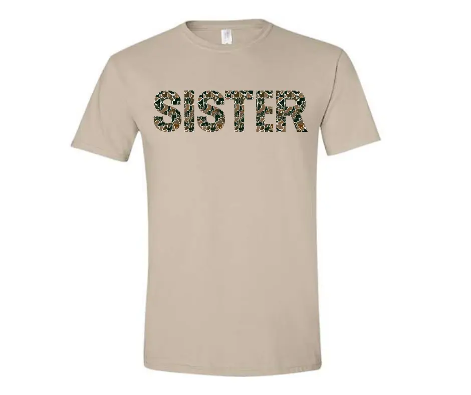 County Line Co. Retro Camo Sister Tee Women's Graphic T-Shirt - Soft by County Line Company