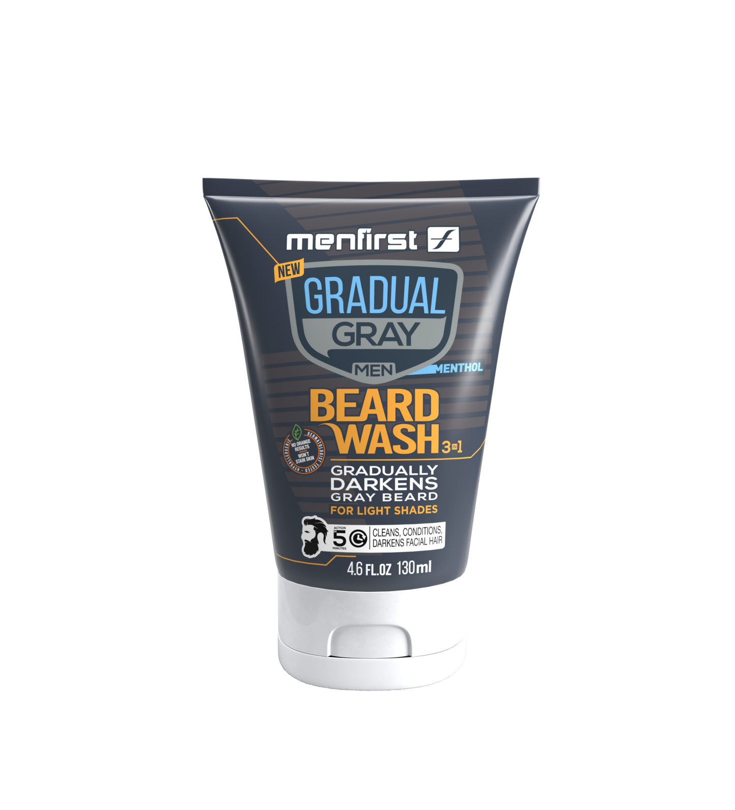 Menfirst Gradual Gray - Beard Wash - Natural Darkening Formula - 1 Pack - 4.6 oz Each - MENLL