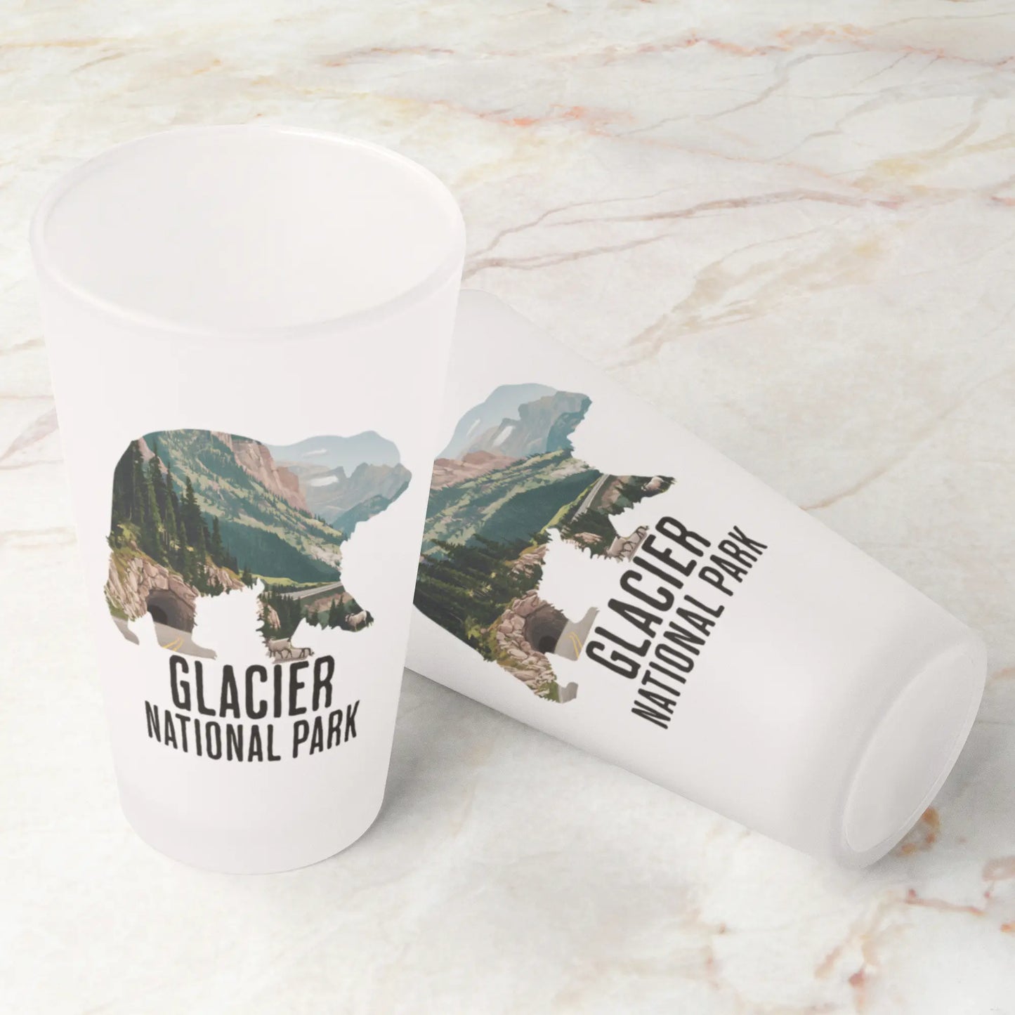 Park Service Apparel Grizzly Pint Glass Souvenir Drinkware Giftable Frosted Design by Park Service Apparel
