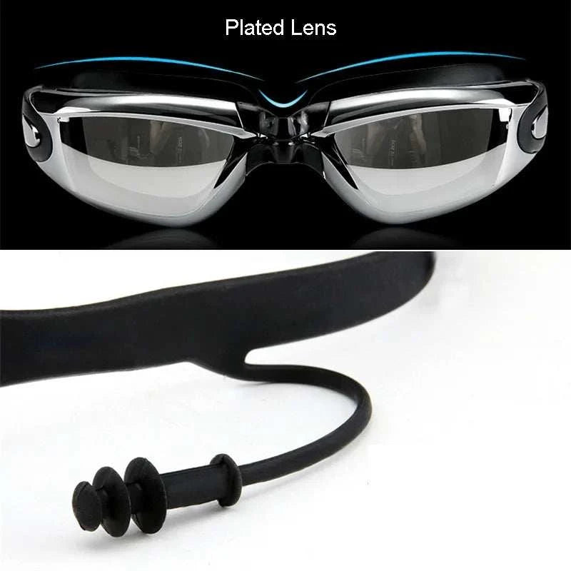 Men Swim Shorts Waterproof Goggles & Ear-plug Cap - MENLL