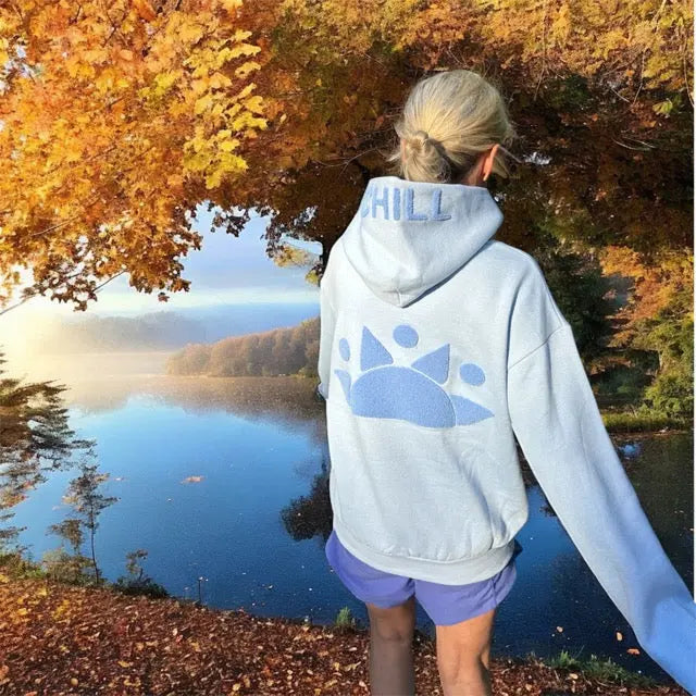 chill life Zen Zip Hoodie Unisex Hydrangea Blue Pocket Casual Comfortable by chill life