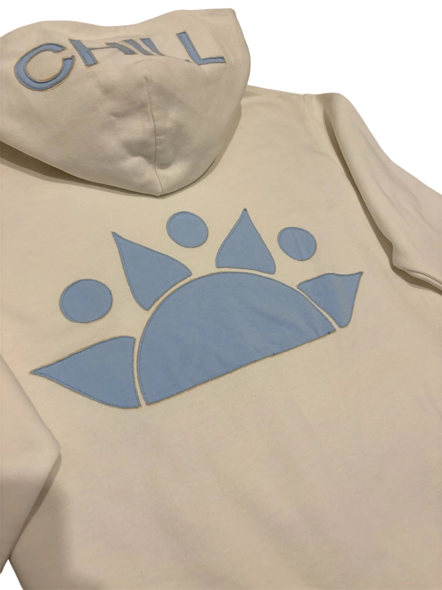 MENLL Zen Zip Hoodie Men's Casual Applique Pocket Serenity White Hydrangea by MENLL