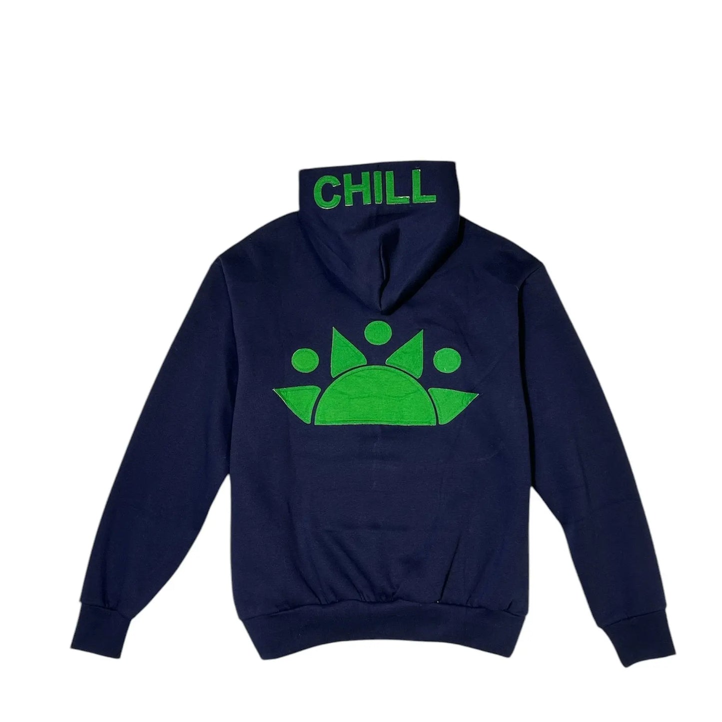 MENLL Zen Zip Hoodie Men's Casual Navy/Green Applique Comfortable Hoodie by MENLL