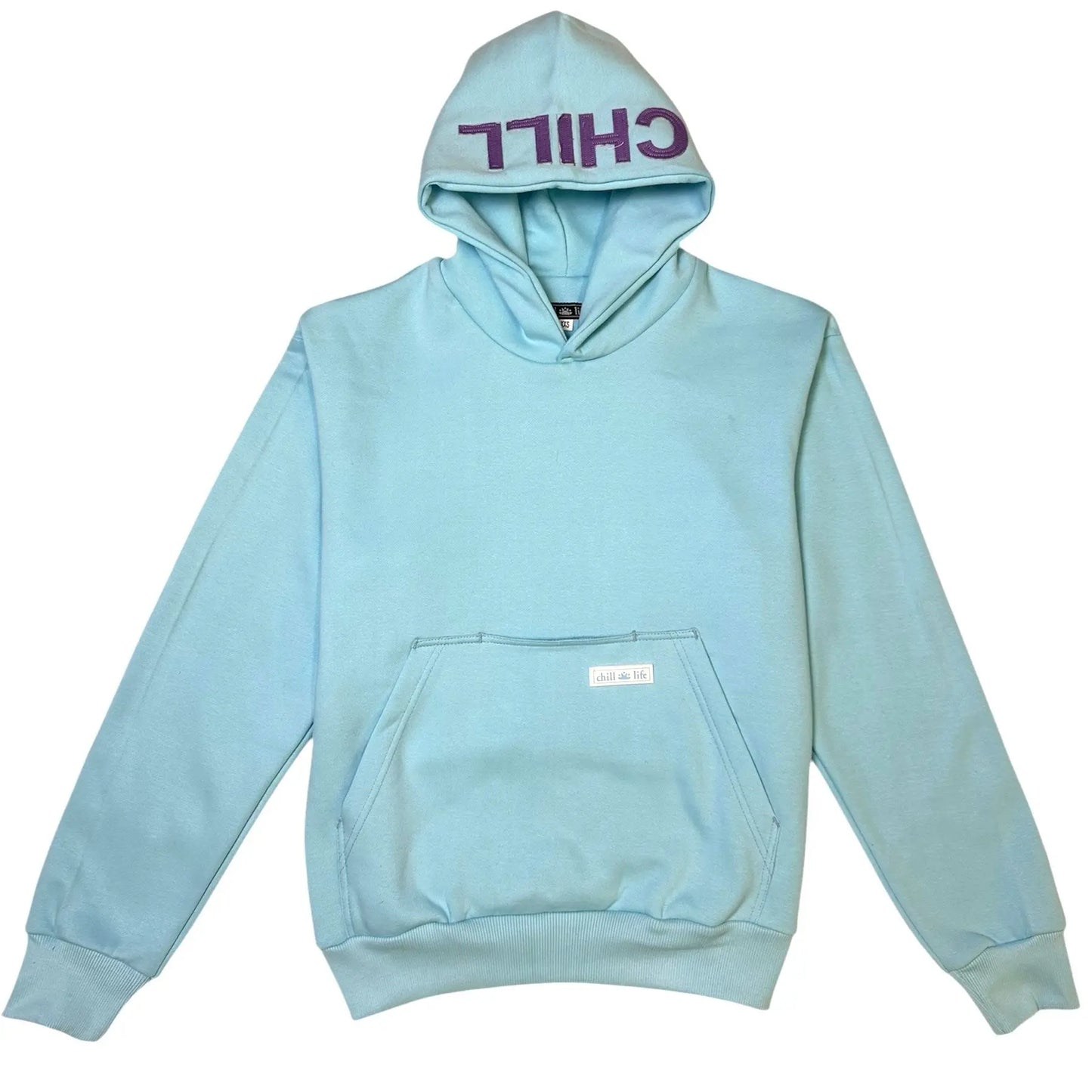 Zen Zip Serenity Applique Hoodie- Sky Blue/Lilac chill life style