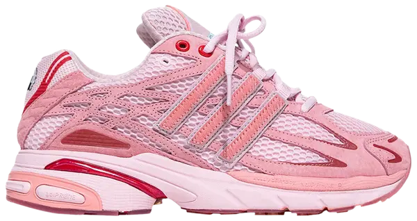 Unheardof x Adistar Cushion 3 'Captain Piggy' 2025 sneakers in pastel pink with mesh and suede uppers, showcasing mismatched tongue tags and Captain Piggy motif.