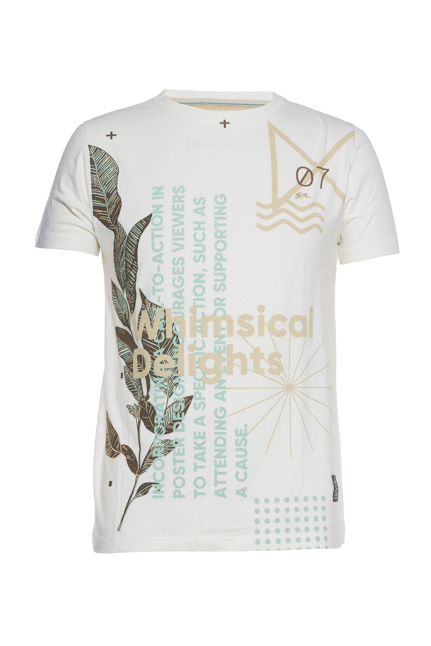 Jeffery graphic print tee with short sleeves, signature rabbit embroidery, and authenticity label.