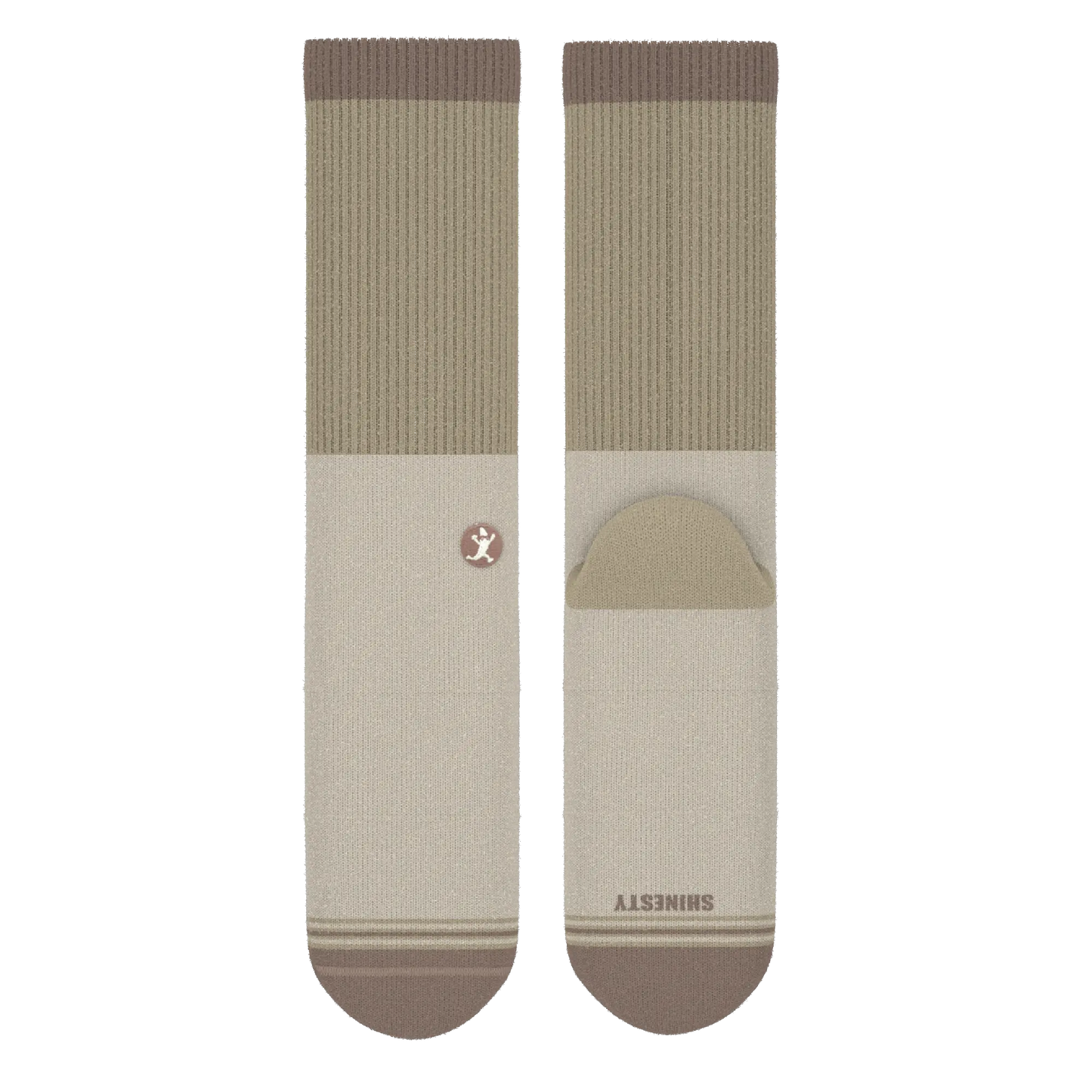 The Khaki | Tan Color Block Heel Hammock™ Crew Socks - MENLL