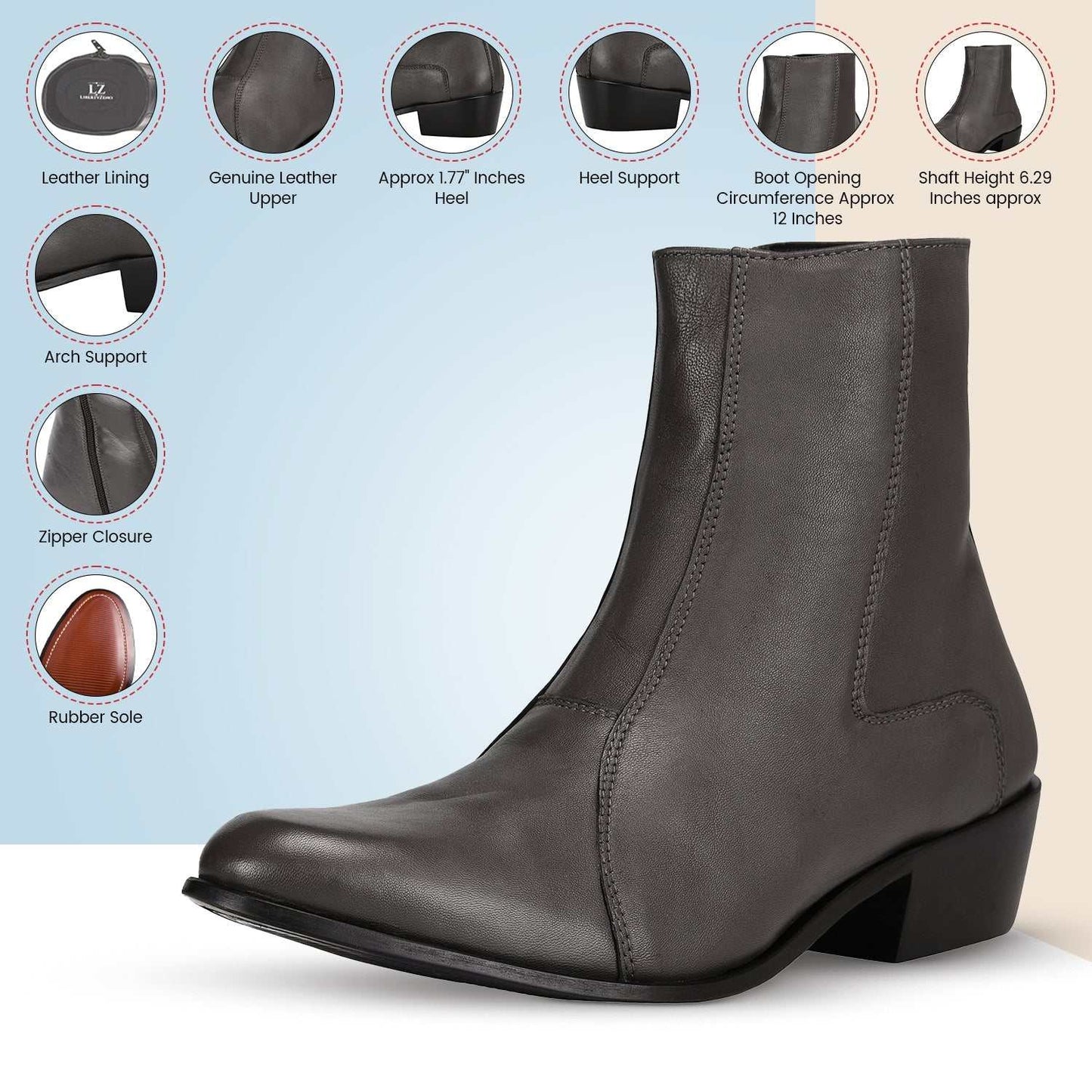 Jazzy Jackman Leather Ankle Length Boots for Men - MENLL