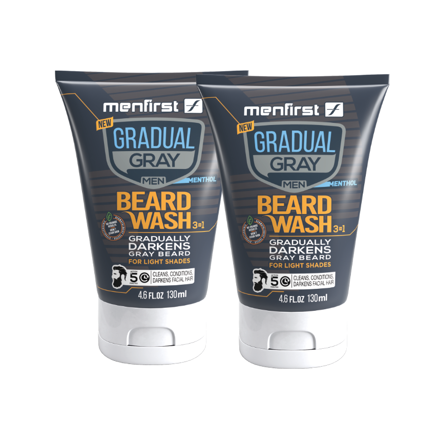 Menfirst Gradual Gray - Beard Wash - Natural Darkening Formula - 1 Pack - 4.6 oz Each - MENLL