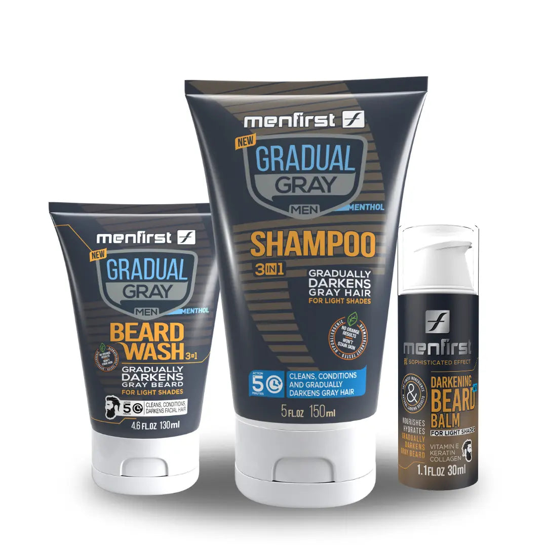 Menfirst Gradual Gray 3-in-1 Shampoo + Beard Wash Men's Hair Treatment - Reduces Gray by Menfirst