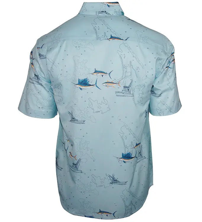 Men's Marine Charts UV Vented Fishing Shirt Hook & Tackle