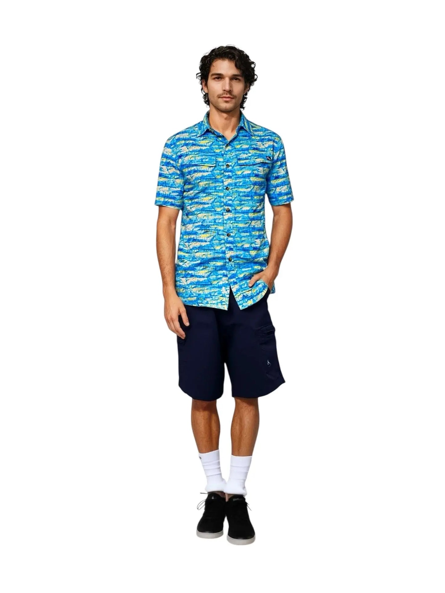 Men's Marlin Camo UV Vented Fishing Shirt Hook & Tackle