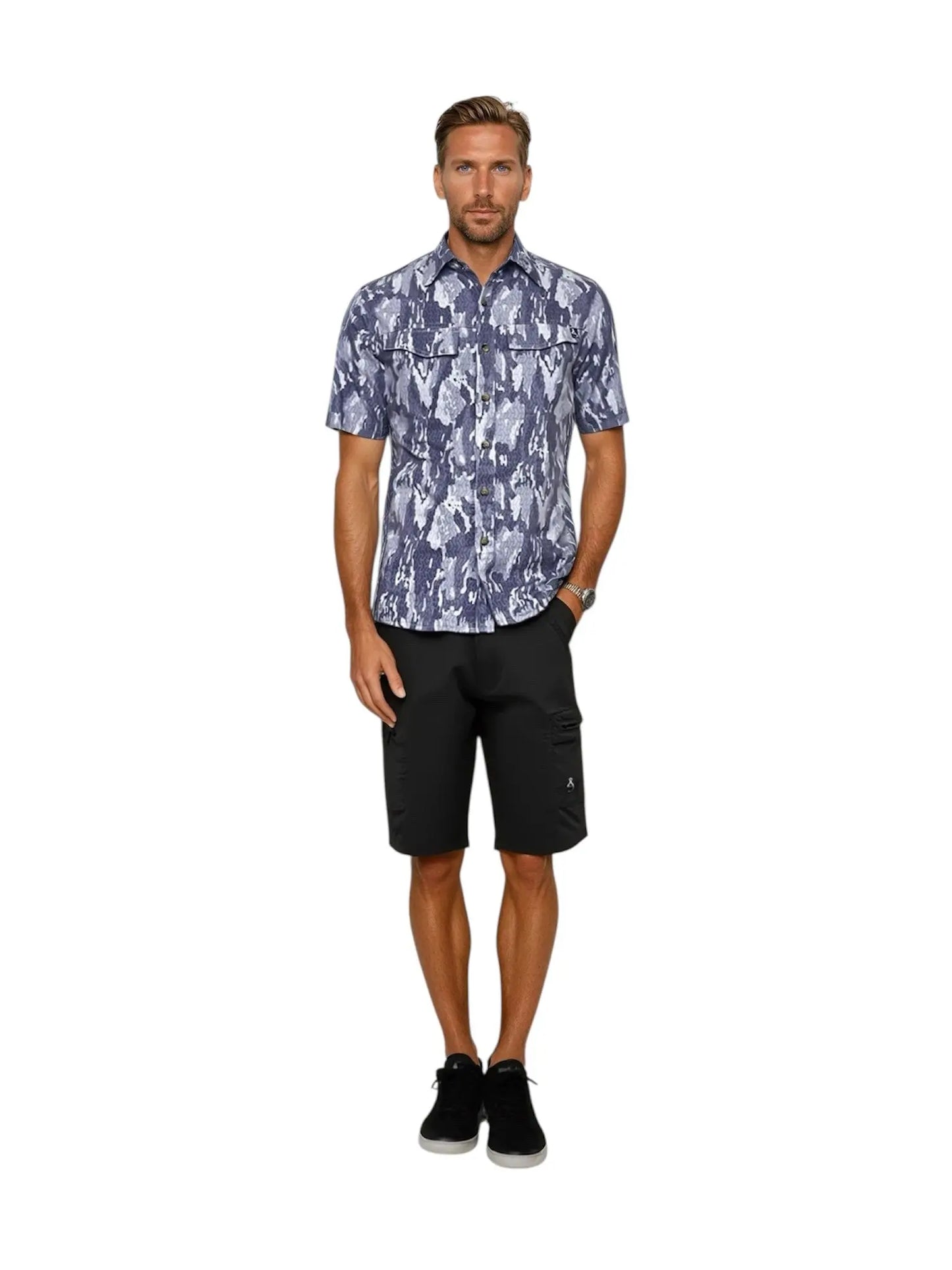 Men's Geo Camo UV Vented Fishing Shirt Hook & Tackle