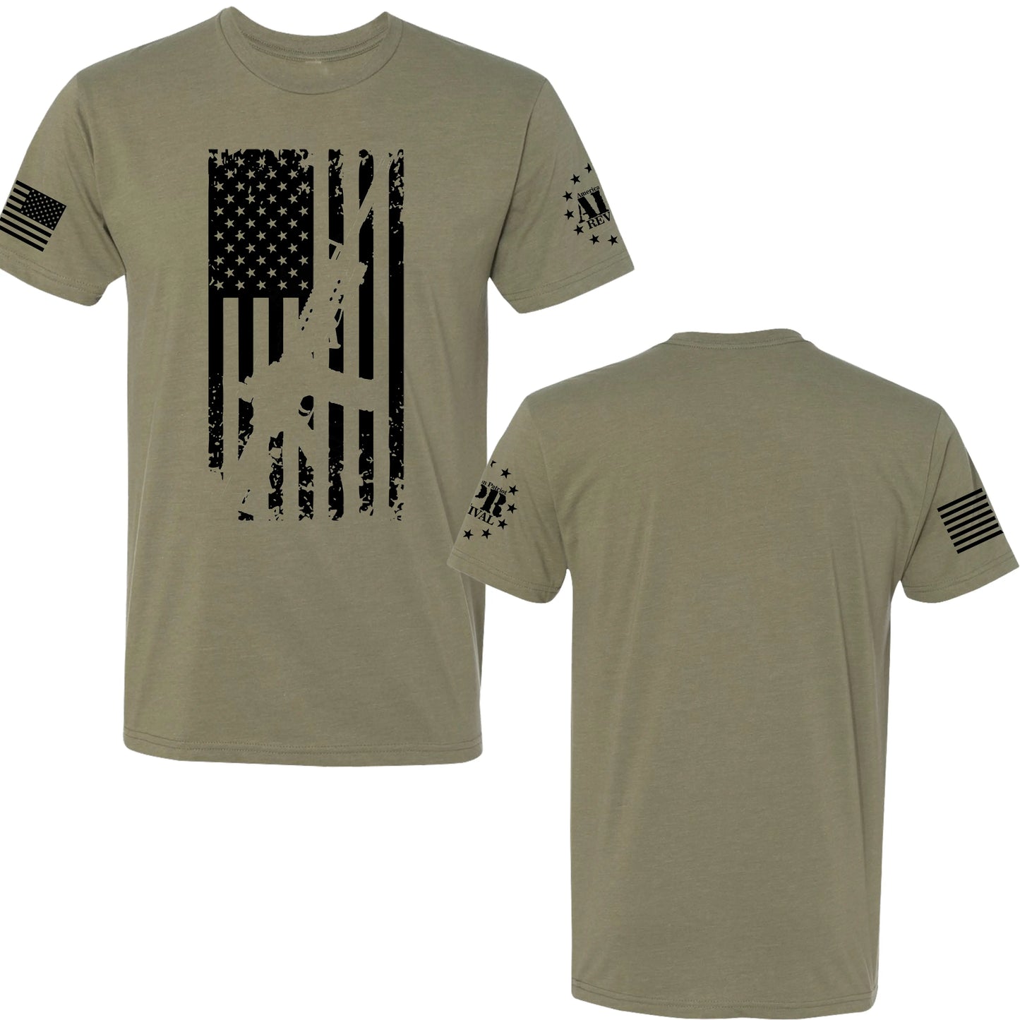 T-Shirt - M4 American Flag - Patriotic Graphic Tee American Patriot Revival