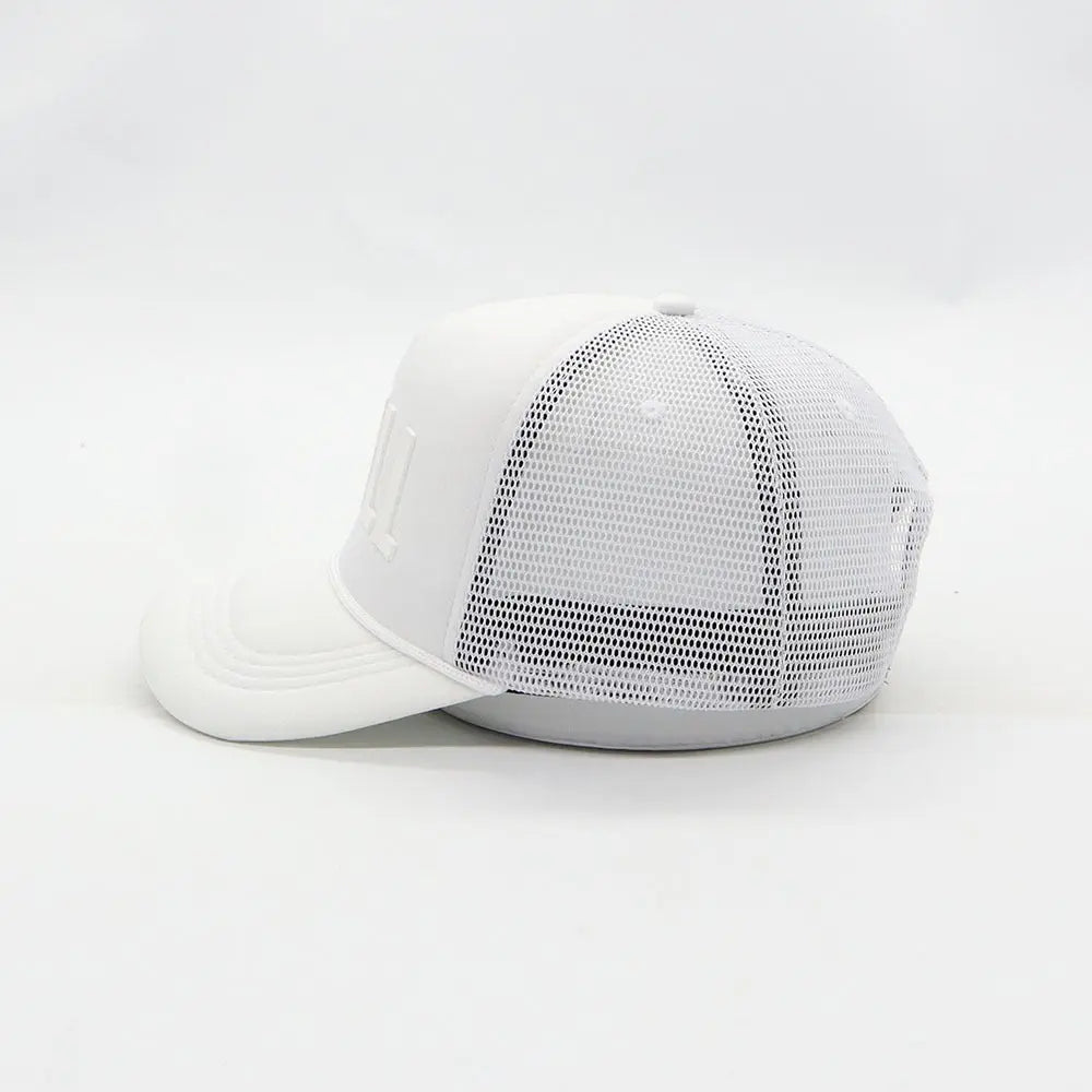 MENLL White Trucker Cap Men's Casual Adjustable Snapback Breathable by MENLL