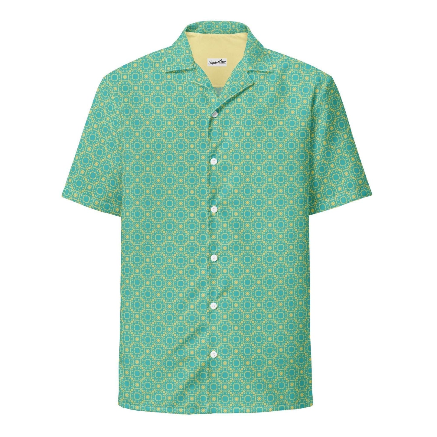 Men's Palm Frond Prism short-sleeve Hawaiian shirt with geometric pattern and eco-friendly fabric