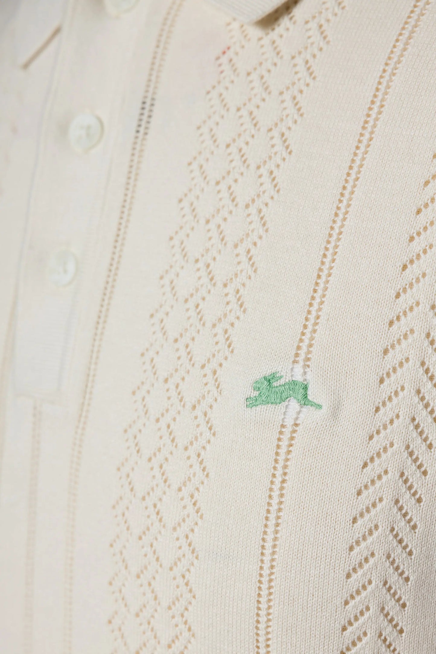 A.Tiziano Reggie Sweater Knit Polo Cream Green Stripes by A.Tiziano